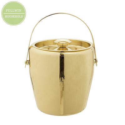 China Sustainable Single Wall Stainless Steel Ice Bucket Hold Beer For Vegetable Garden Bar Use Gold Rose Color With Lid And Handle for sale