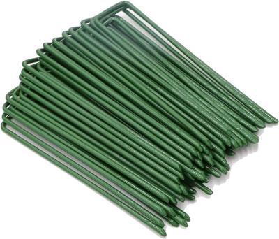 China Plastic Plant Covers Heavy Duty Green U Shaped Garden Pin Fix Galvanized Metal Pegs For Artificial Grass Weed Fabric Landscape Netting Ground S for sale