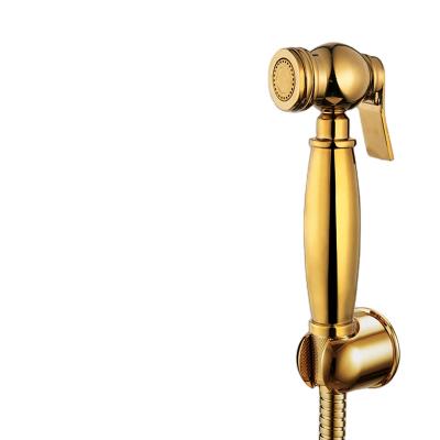 China Without Deflector Hot Sale New Shattaf Brass Gold Set With Color Box Bidet Toilet Attachment for sale