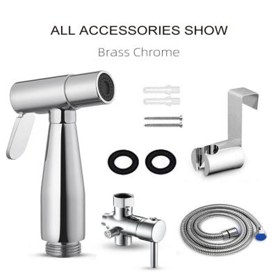 China Modern Mixer Support Function Hot And Cold Water Hose Chrome Plated Portable Bidet Spray Bathroom Bidet Bottle for sale