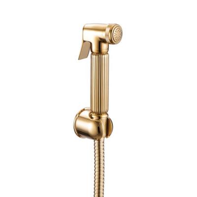 China Sefl-Cleaning Gold Handheld Bidet Sprayer For Shattaf China Toilet Shower Bathroom Water High Quality Brass Set for sale