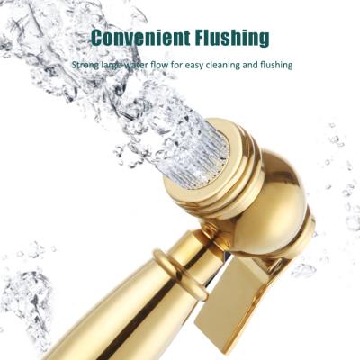 China Shattaf Modern High Quality Toilet Golden Bidet Bathroom Handheld Brass Sprayer For Cleaning Water Toilet Accessories for sale