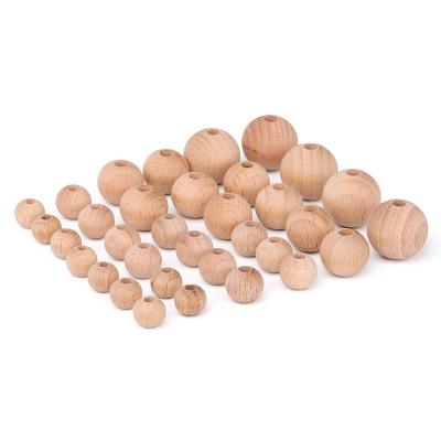 China Wholesale Custom Non-Toxic Baby Teething Loose Natural Wooden Bead For Jewelry Making for sale