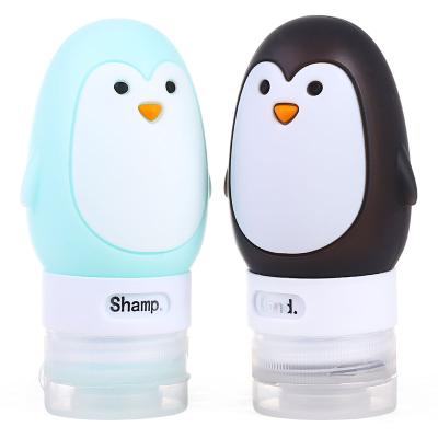 China Innovative Small Silicone Soft Penguin Refill Lotion Makeup Squeeze Travel Eco Friendly Travel Bottle for sale