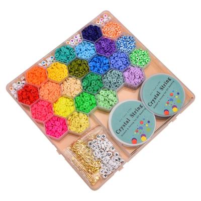 China Party Wedding Gift Banquet Christmas 24 Colors Flat Round Polymer Clay Beads for Bracelets Clay Heishi Beads Kit with Charms for Jewelry Making Kit SET-109 for sale