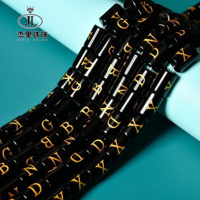 China DIY Necklace Bracelet Making Strand 10mmX13mm Wholesale Column Shape Glass Beads for Jewelry Making Polished Smooth Glass Gemstone Beads Letter Cylinder Beads B-163 for sale