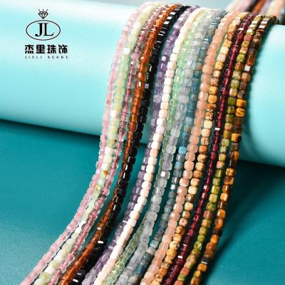 China DIY Necklace Bracelet Making Strand 2.5mm 3.5mm Natural Square Gemstone Beads Faceted Candy Shape Cube Stone Loose Beads for Jewelry Making B-244 for sale