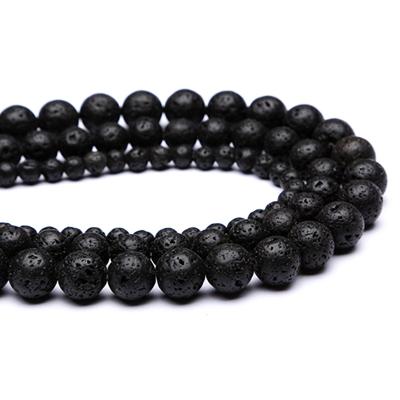 China DIY Jewelry Making Beads Carfts Wholesale Natural Black Lava Volcanic Gemstone Beads Round Loose Gemstone Beads for DIY Jewelry Making for sale