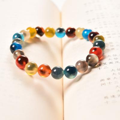 China High Quallity Natural Agate Gemstone Bracelets for Women Girls Gift Stone Beaded Elastic Bracelets Healing Chakra Stretchy Bracelets 6mm 8mm for sale