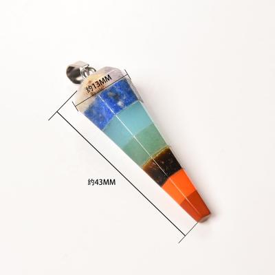 China Attractive Wholesale 7 Chakra Healing Stone Pendants for Women Bullet Shape Reiki Meditation Seven Chakra Gemstone Pendants Gift B-228-5 for sale