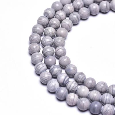 China Decoration.Bracelet Asingeloo Natural Stone Beads Round Smooth Loose Rose Red And Grey Line Stone Beads For Jewelry DIY Charm Bracelet Necklace for sale