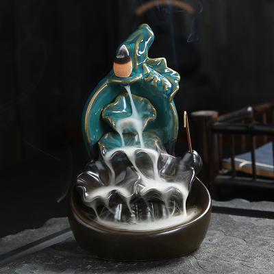 China Chinese Handmade Ceramic Incense Incense Holder, Home Statue Orname Of Censer Figurine Incense Cone Holders Decor Gift Decorations for sale