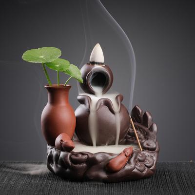 China New Design Backflow Chinese Waterfall Censer Ceramic Incense Holder Home Decoration for sale