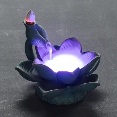 China Chinese Lotus Backflow Incense Burner With Incense Piece Decoration Led Incense Holder Handmade for sale