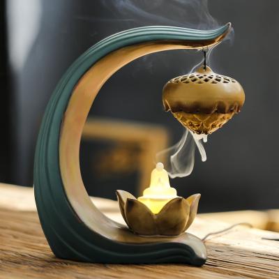 China Japanese Lotus Hanging Ball LED Light Backflow Incense Furnace Censer Night Lamp Ornaments Small for sale