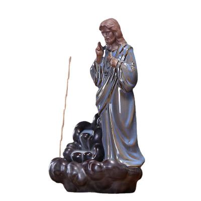 China Supply Japanese Direct Backflow Factory Incense Ceramic Jesus Smoke Backflow Santa Tower Censer for sale