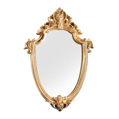 China Art Decor Living Room Gold Vintage Luxury Bathroom Mirror Tray Side Decor Vanity Mirror Makeup Wall Decorative Mirrors for sale