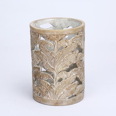 China Home Decoration Antique White Resin Candlestick Nordic Wedding Cylinder Candle Holder for sale