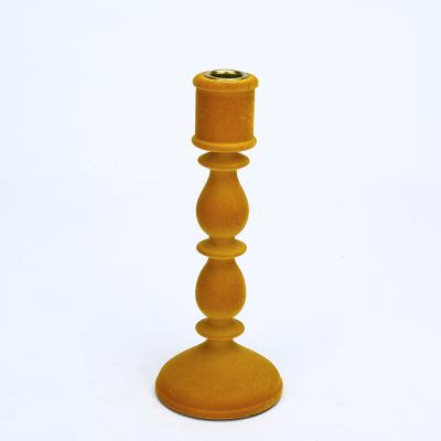 China Wholesale Home Decoration Wedding Favors Resin Candle Holder Custom Flocking Candle Holder for sale