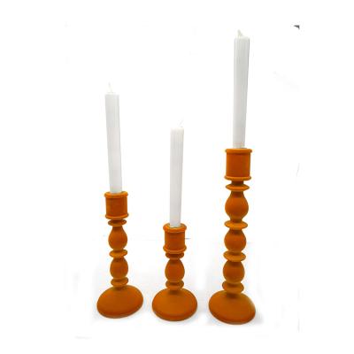 China Home Decoration Candle Resin Holder Set Of 3 Pillar Antique Candlestick, Candlestick For Candle for sale