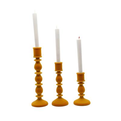 China Home Antique Candlestick Holder Church Decoration Home Decoration Flocking Candle Holder for sale