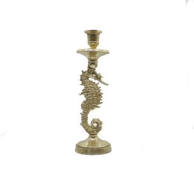 China Resin Seahorse Modern Home Candle Holder Ornament Decoration Brass Candlestick for sale