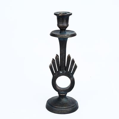 China Resin Home Decorative Vintage Decoration Luxury Black Candle Holder For Pillar Candle for sale