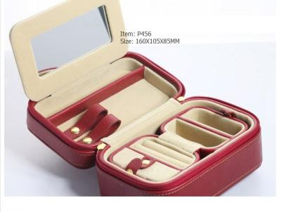 China Leather Jewelry Boxes,Leather Jewelry Case with Zipper and stich edge for sale