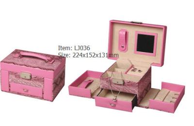 China Leather Jewelry Boxes,Leather Jewelry Case with Zipper and stich edge for sale