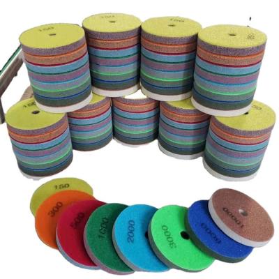 China Granite Polishing Customizable Size 3inch Flexible Stone Wet Polish Pads Diamond Sponge Polishing Pad Marble for sale