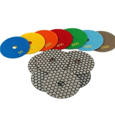 China Easy custom size 4 inc. 10 Pieces One Set 100 Mm Resin Pad Flexible Dry Diamond Polishing Pad Floor Polishing Tools for sale