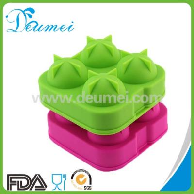 China Best Selling 4 Cavity Round Silicone Ball Shaped Ice Cube Tray/Silicone Ice Ball Maker for sale