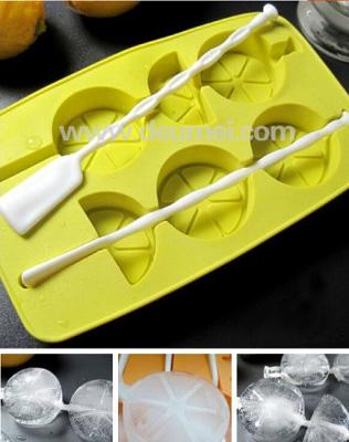 China FDA Standard Food Grade Lemon Shaped Silicone Ice Tray With Stick for sale