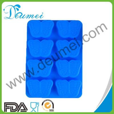 China High Quality Blue Color 8-Butterfly Shaped Silicone Baking Cake Mold Puddings Mould for sale