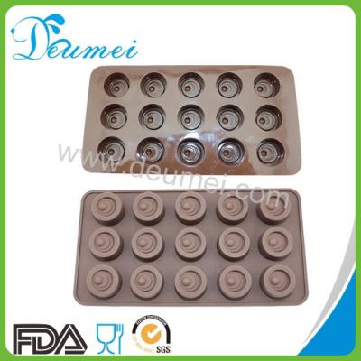 China Brown Color 15 Cavities Button Shape Silicone Chocolate Mold for sale