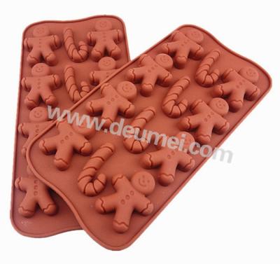 China China Manufacturer Wholesale Dishwasher Safe Christmas Ginger Man Silicone Chocolate Mold for sale