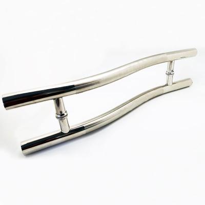 China Bathroom Toilet Handle Shower Room Traditional Push Pull Glass Door Handle 304 Stainless Steel Door Handle for sale