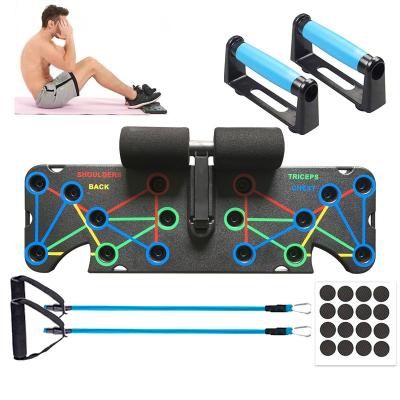 China Multi Functional Home Indoor Exercise Workout Equipment Push Up Board Sit Up Bar Board With Resistance Bands for sale