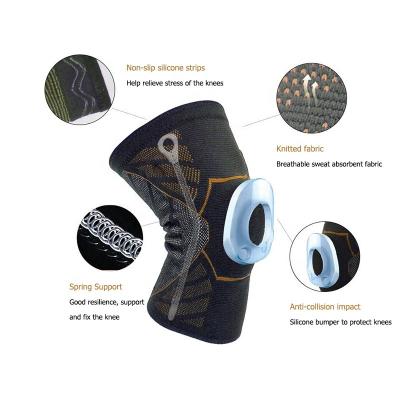 China Adult Non Slip Skin-Friendly Silicone Padded Elastic Knee Brace Sleeve With Side Stabilizers for sale