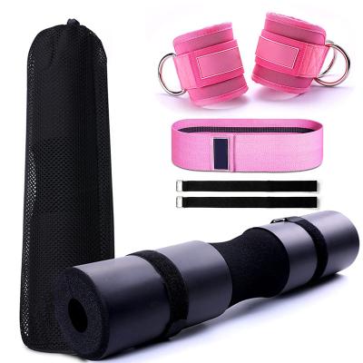 China Durable Athletics Barbell Pad Squat Ankle Straps Hip Ejector Foam Bar Neck Pad Band Fitness Squat Set for sale