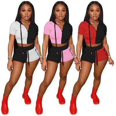 China 2021 Anti-Static Two Piece Women Sport Dresses Summer Short Sets For Ladies 2 Women Two Piece Mini Skirt With Split for sale