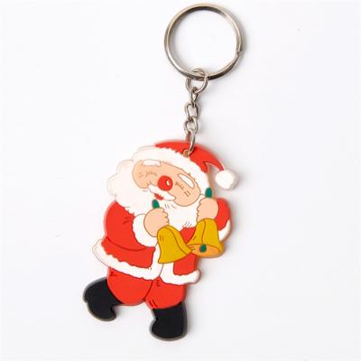 China Eco Friendly Christmas Gifts 3D PVC Soft Rubber Key Chain Santa Key Chain For Souvenir for sale