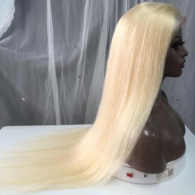 China Silky Straight Wave Preplucked Straight Hair Real Natural Long Pre Plucked 613 Light Blonde 360 ​​Lace Frontal Wig for sale