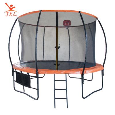 China With Protective Net 12ft Large Outdoor Round Trampoline Kids Jumping Trampoline With Basketball Frame For Sale for sale