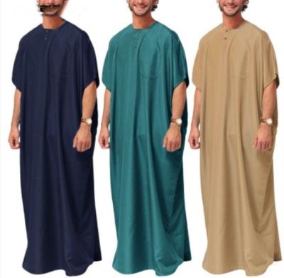 China Men's Robe Wholesale Men Long Morocco Style Kaftan Abaya Arab Dubai Dress Men's Shirt Islamic Robe Abaya Clothing Thobe Malaysian for sale