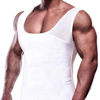 China Anti-wrinkle Shapershark Factory  Men Shaperwear Compression Vest Slimming Body Shaper Vest Tummy Control Shapewear Tight Workout Tank Top for sale