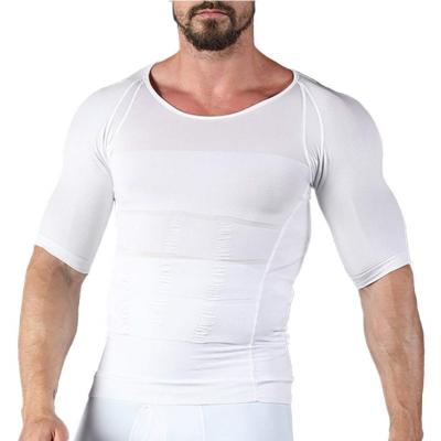 China Anti-wrinkle Shapershark Factory  Men Corset Body Slimming Shaper Vest Belly Waist Shirt Shapewear Compression Body Building Fat Burn Shirt for sale