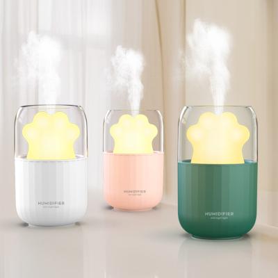 China Feel comfortable popular nano difusor 2021 ultrasonic humidifier dish heater with humidifier with cute cat paw design for sale