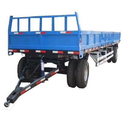 China Farm Tractor Transport Double Axle Hydraulic Dump Tipping Farm Trailer for sale