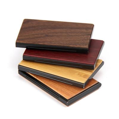 China 2020 New Arrival Factory Price Business Card Case Convenient Natural Wood Stand Luxury Business ID Name Credit Card Holder Case for sale